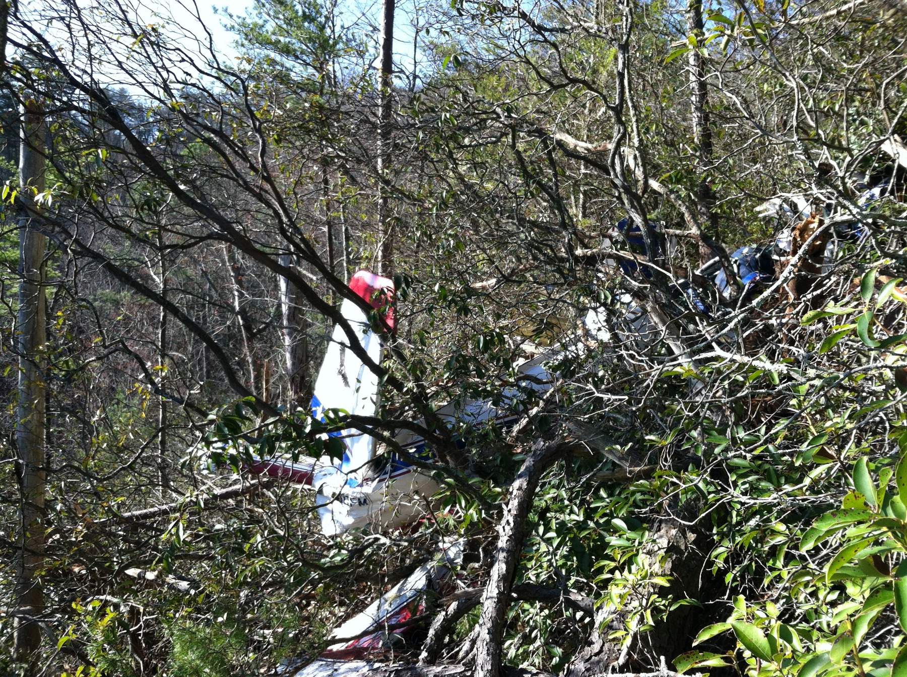 ERA14FA163 — Photo 3 - Main Wreckage (Photo Courtesy of Knox County Sheriff), page 1 (NTSB docket)